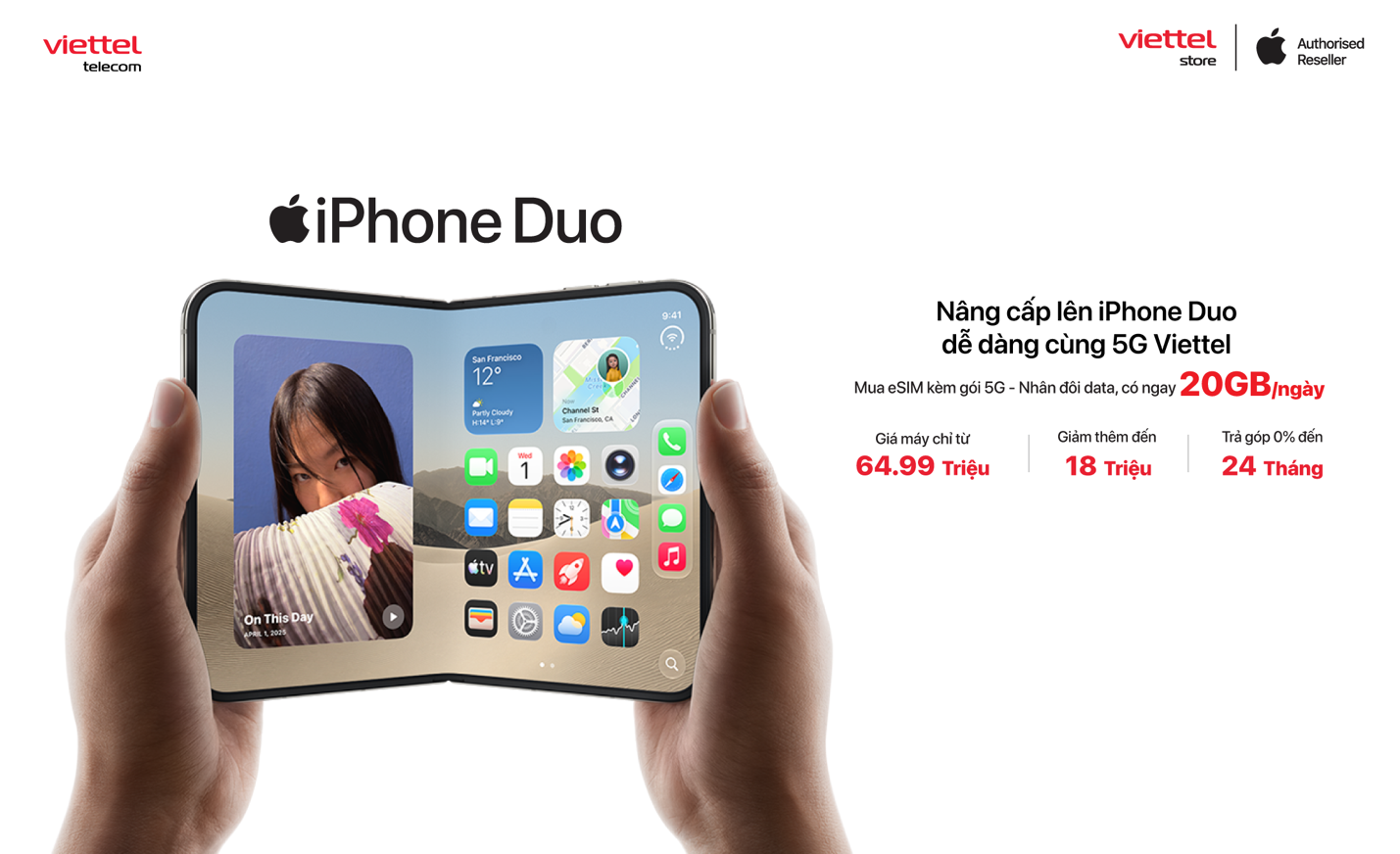 Duo đúng nghĩa Mua eSIM Viettel, nhân đôi data mỗi ngày