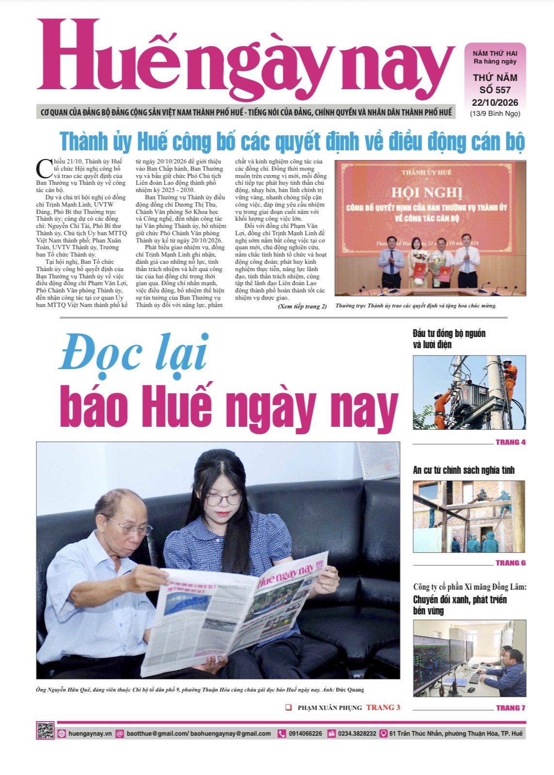 Đón đọc Huế ngày nay số 557, phát hành ngày 22 10