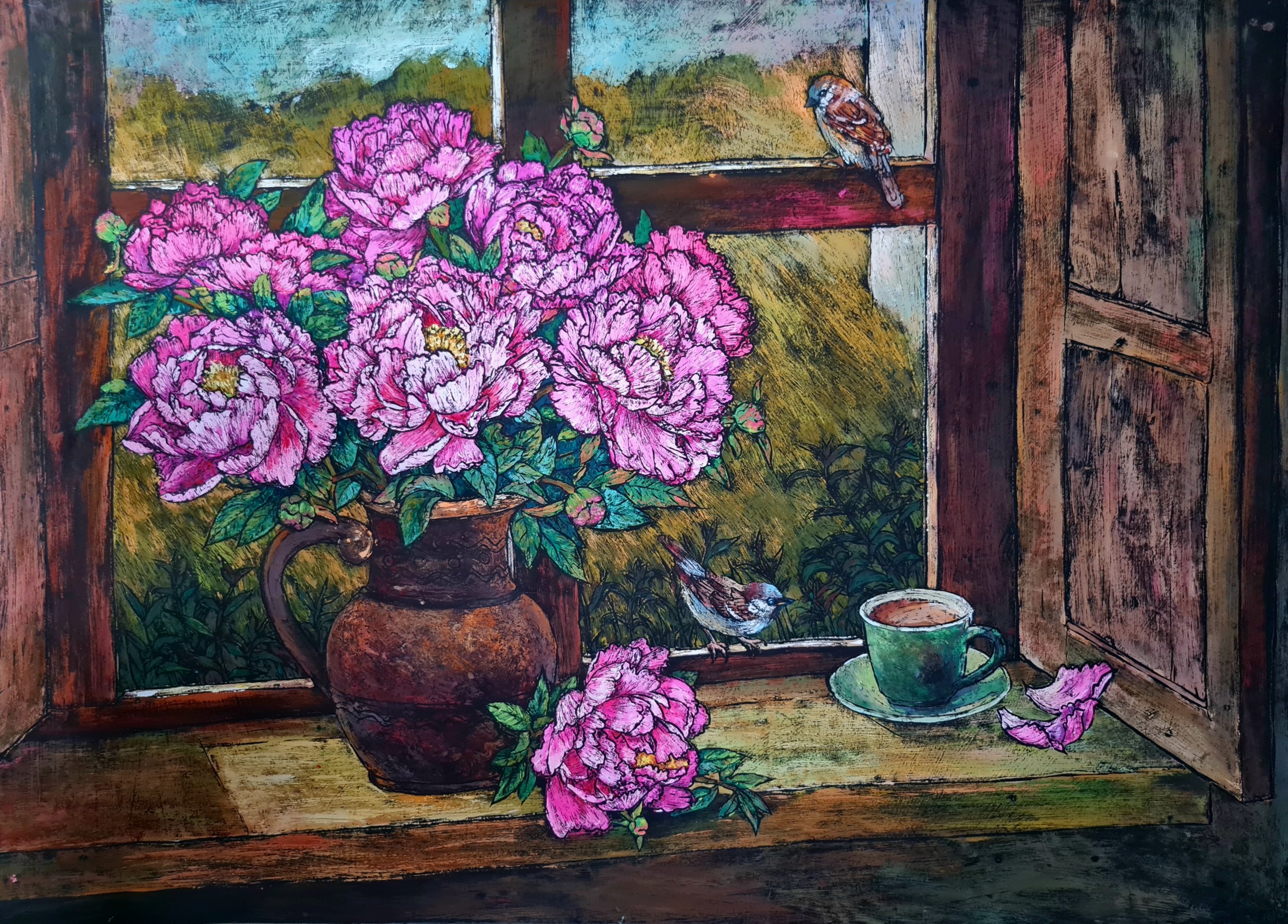 The person pursuing a passion for woodcutpaintings