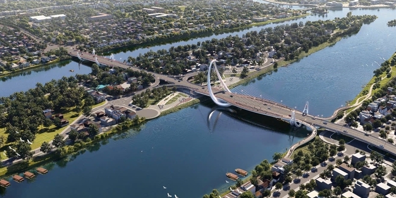 Design proposal for the bridge crossing Con Hen ‘Moon River Wharf’ wins the First prize