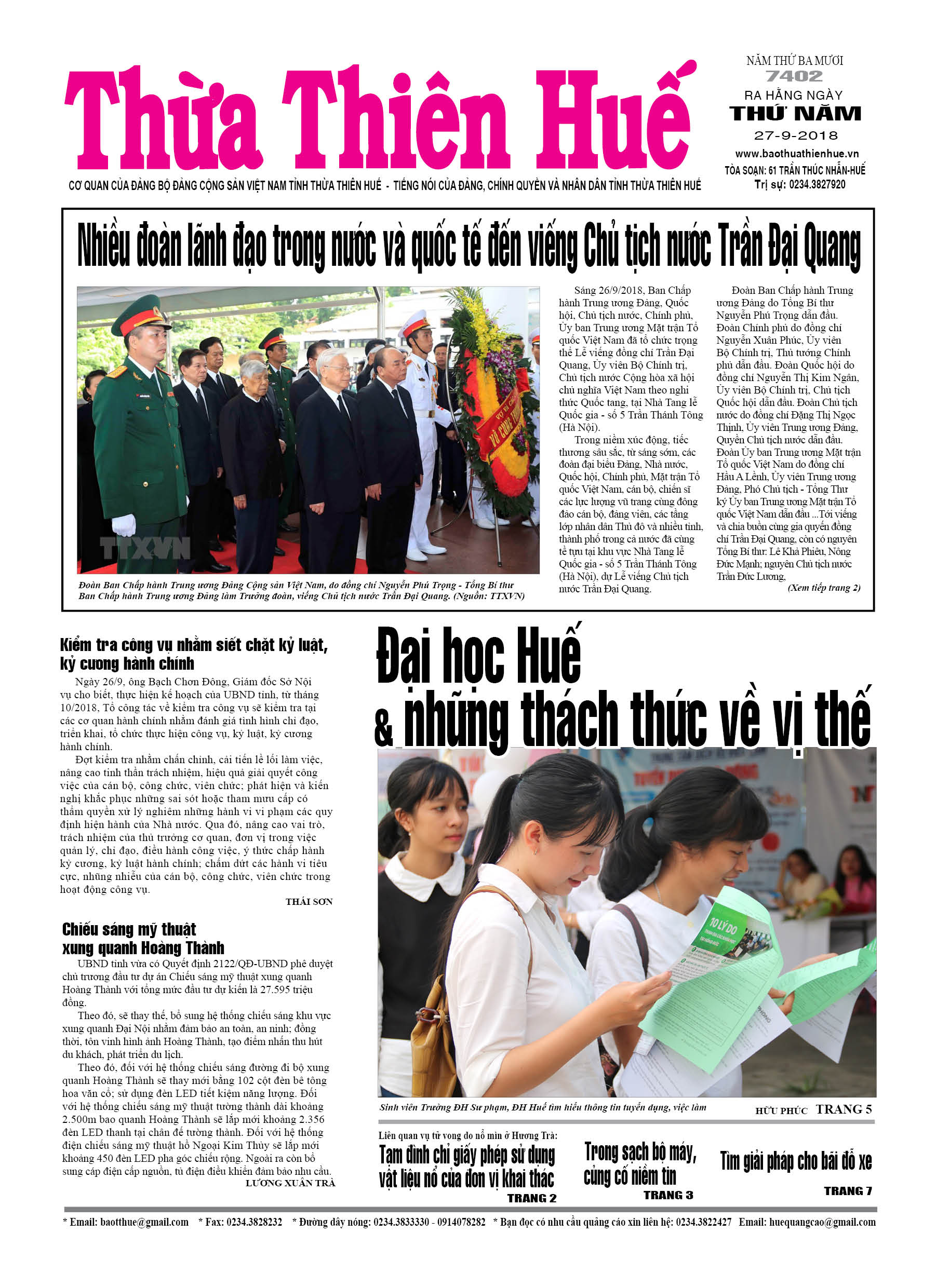 Thứ năm, 27/9/2018