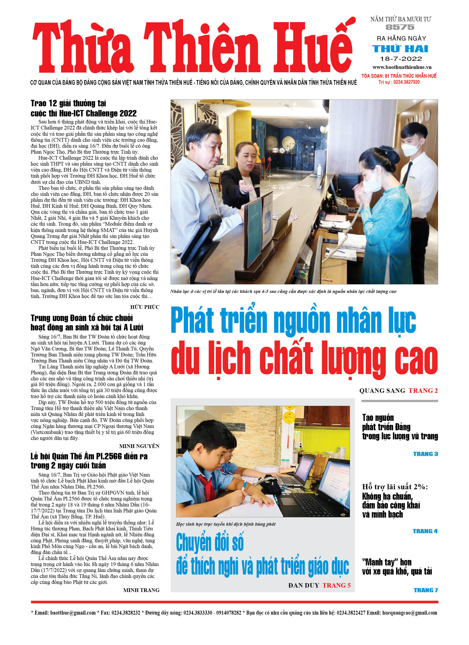 Thứ hai, 18/7/2022