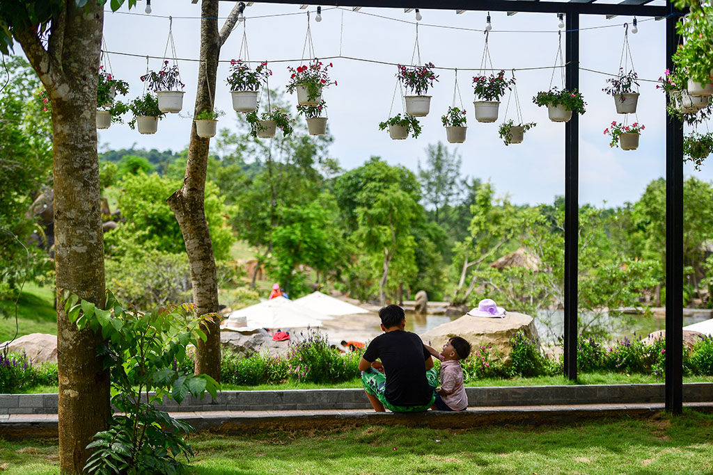 Dreamy space with trees and flowers