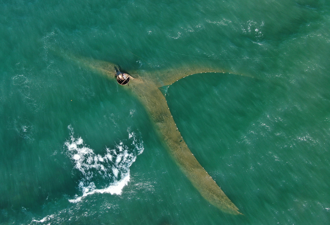 Setting net at the bottom, a traditional fishery of local people. The seafood resources usually are squids, deep-sea shrimps, pomfrets, and herrings, etc.