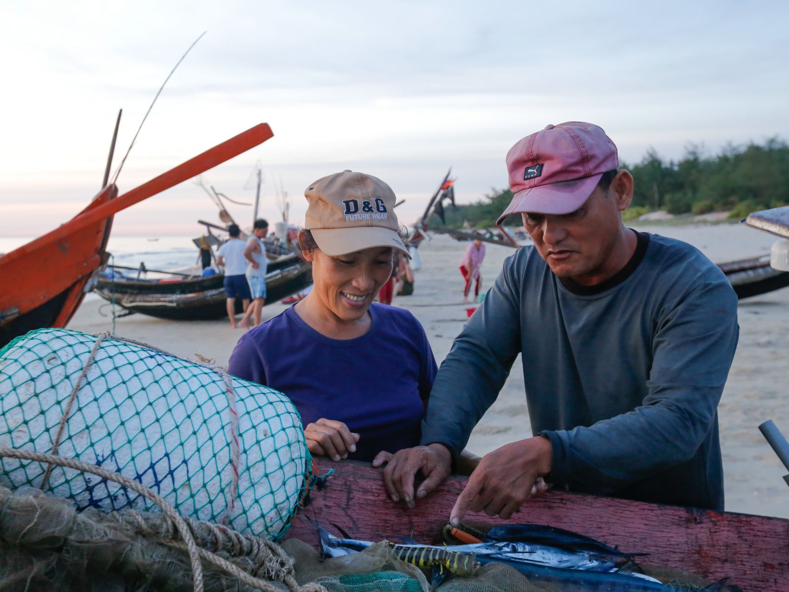 Joy is still on the friendly and gentle faces of the coastal couple.