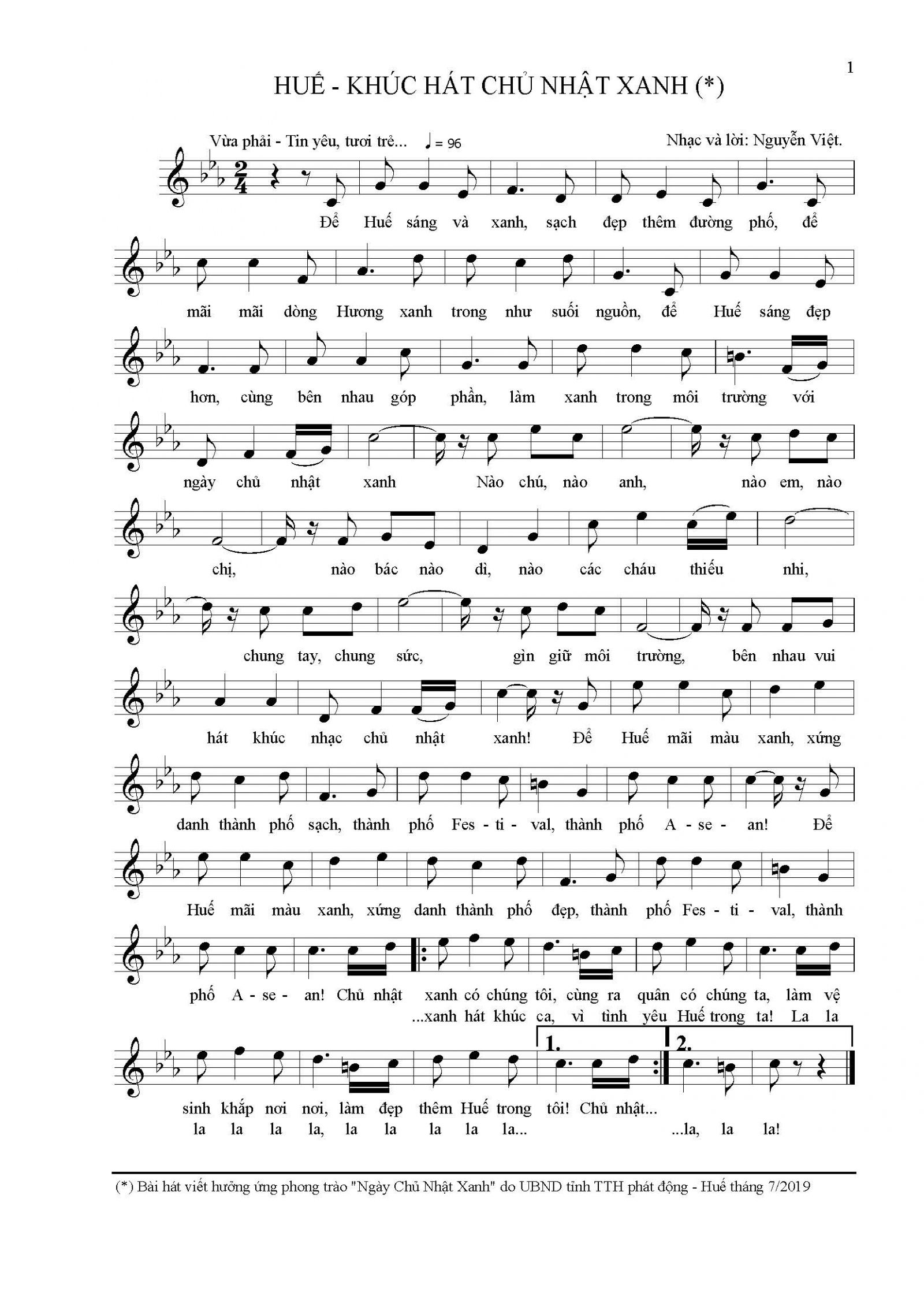 Lời bài hát Huế khúc hát Chủ nhật xanh