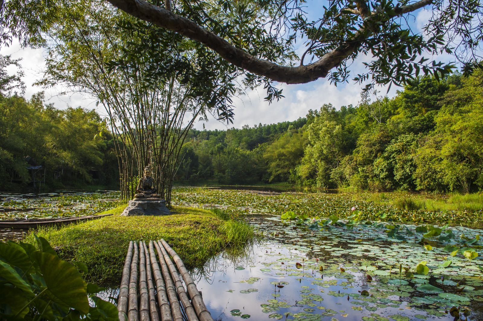 Peaceful space amidst mountains and forests