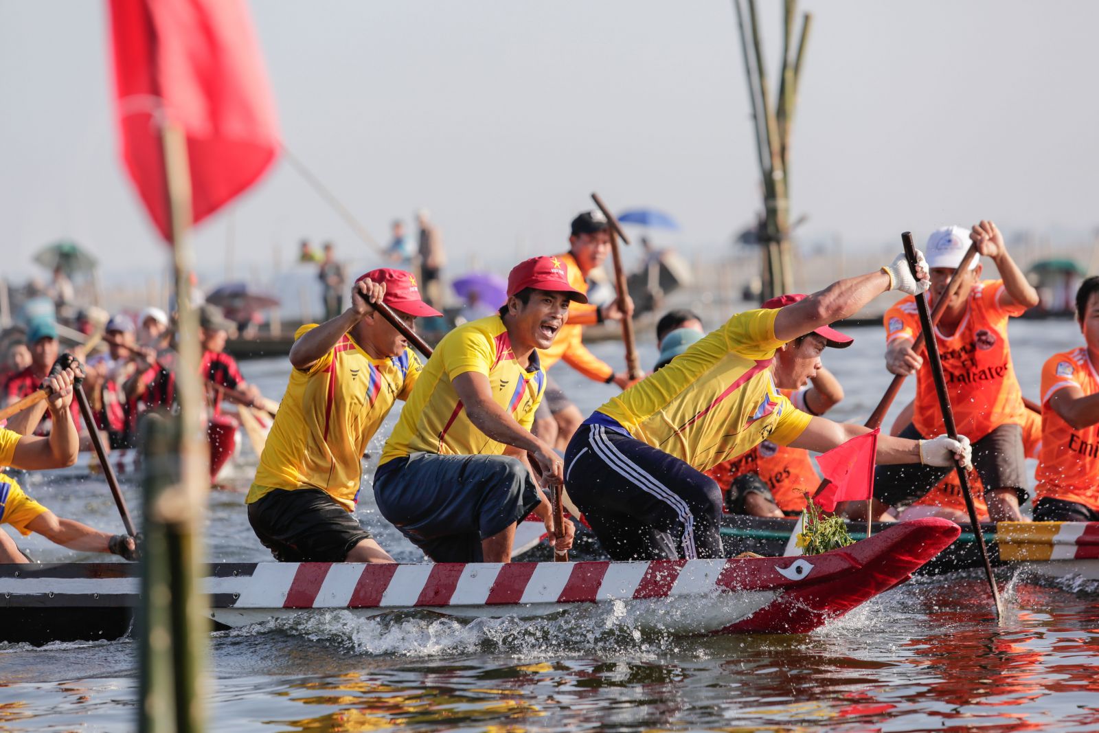 The men's team competition was very intense.