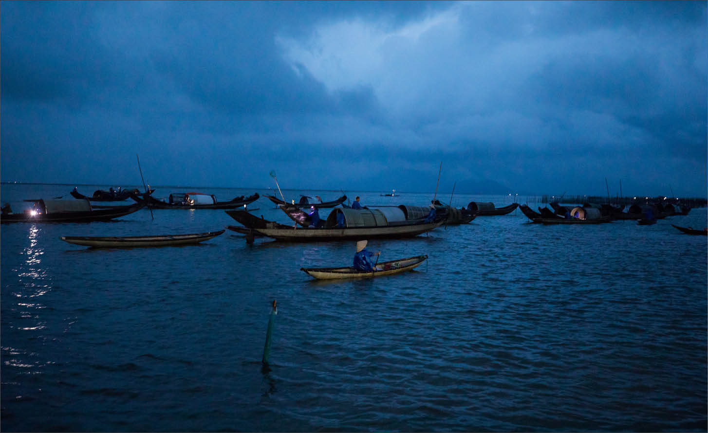 Going home after selling batches of seafood