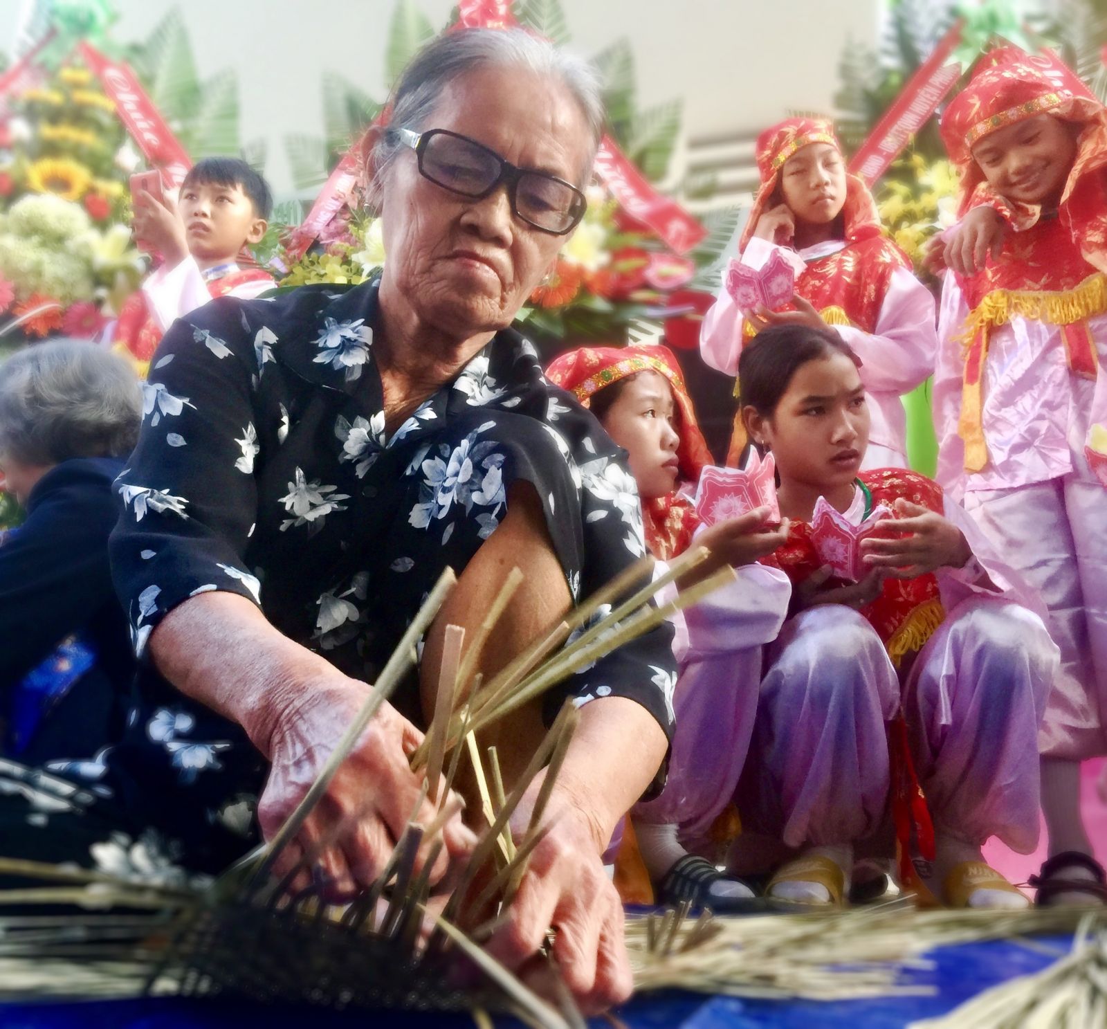 Not only are the seniors skilled at weaving Bang grass cushions...