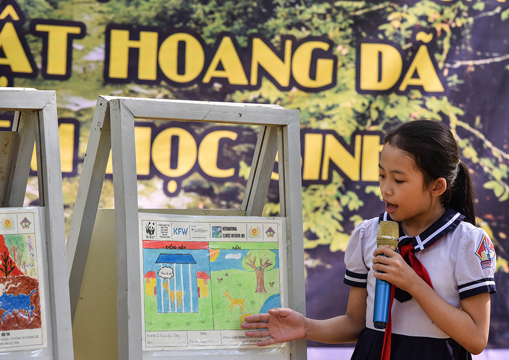 Giving presentation about the painting