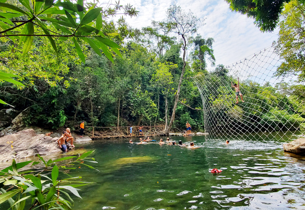 Waterfall ecotourism spots are places for visitors to release the heat in the late April and early May