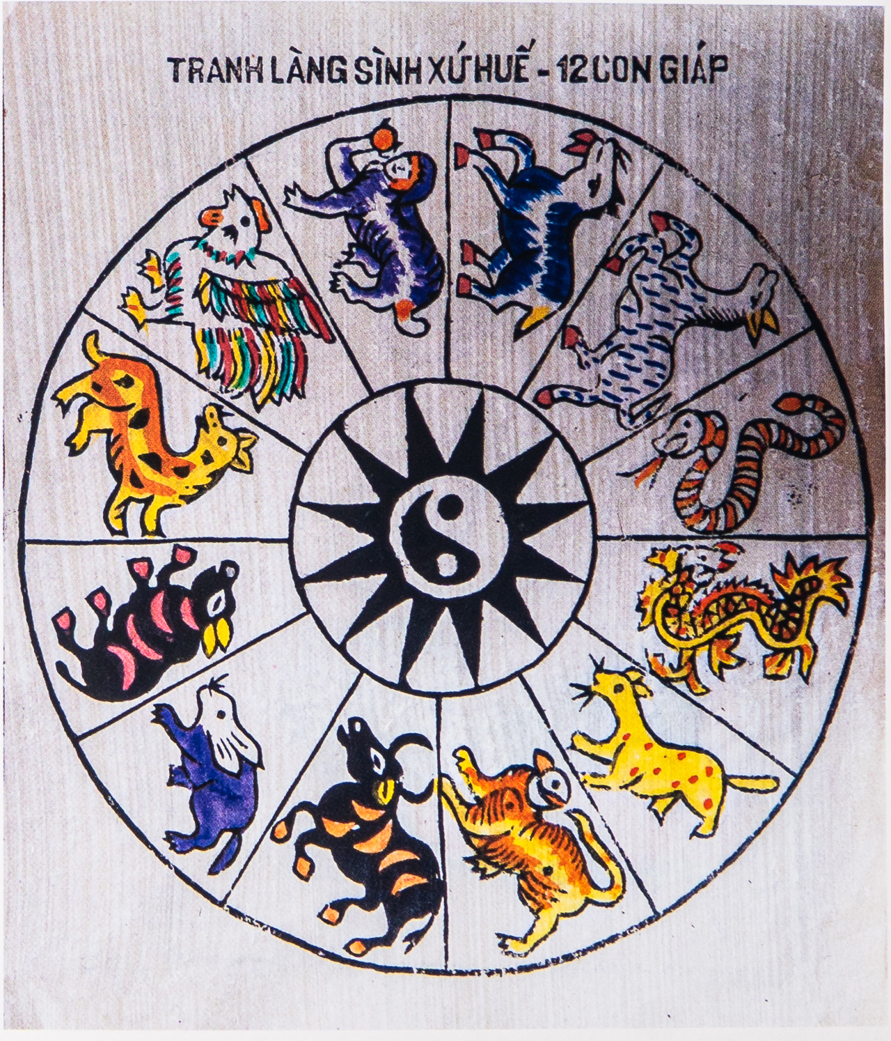 The tiger and the zodiac animals in Sinh village paintings