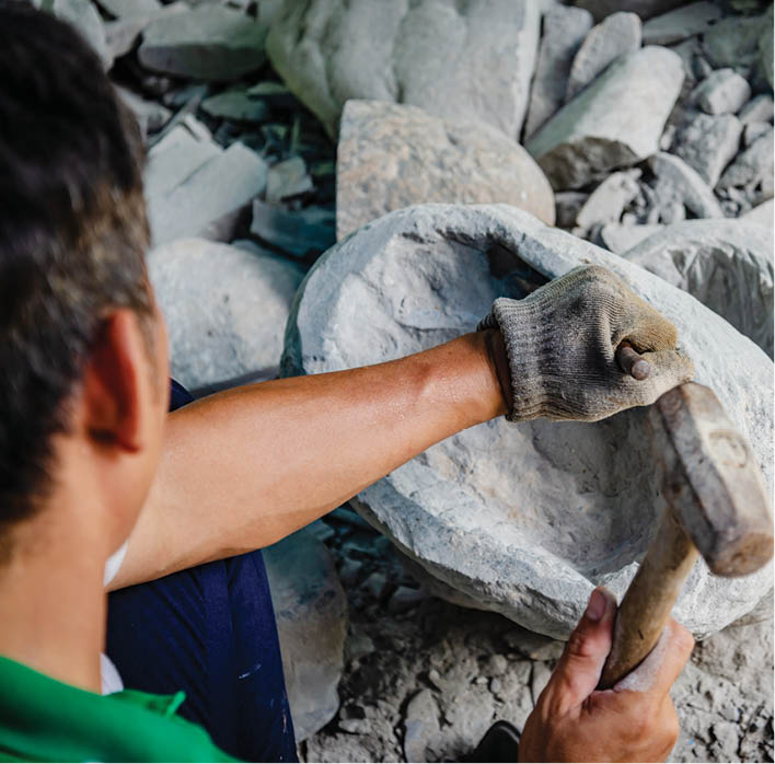 Stages of shaping the stone
