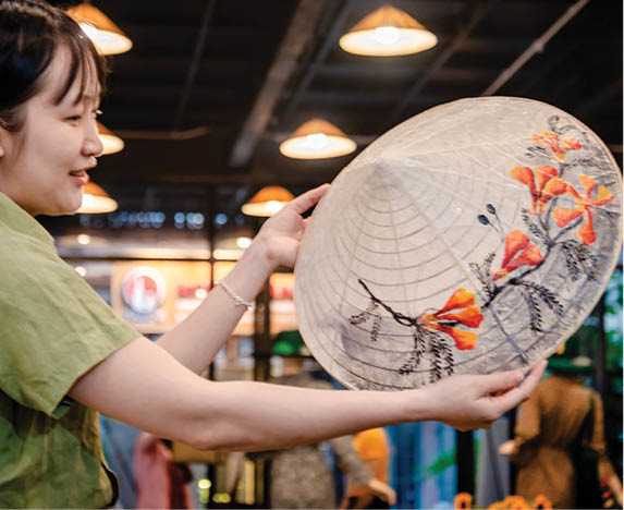 Conical hat made of lepironia articulata leaves