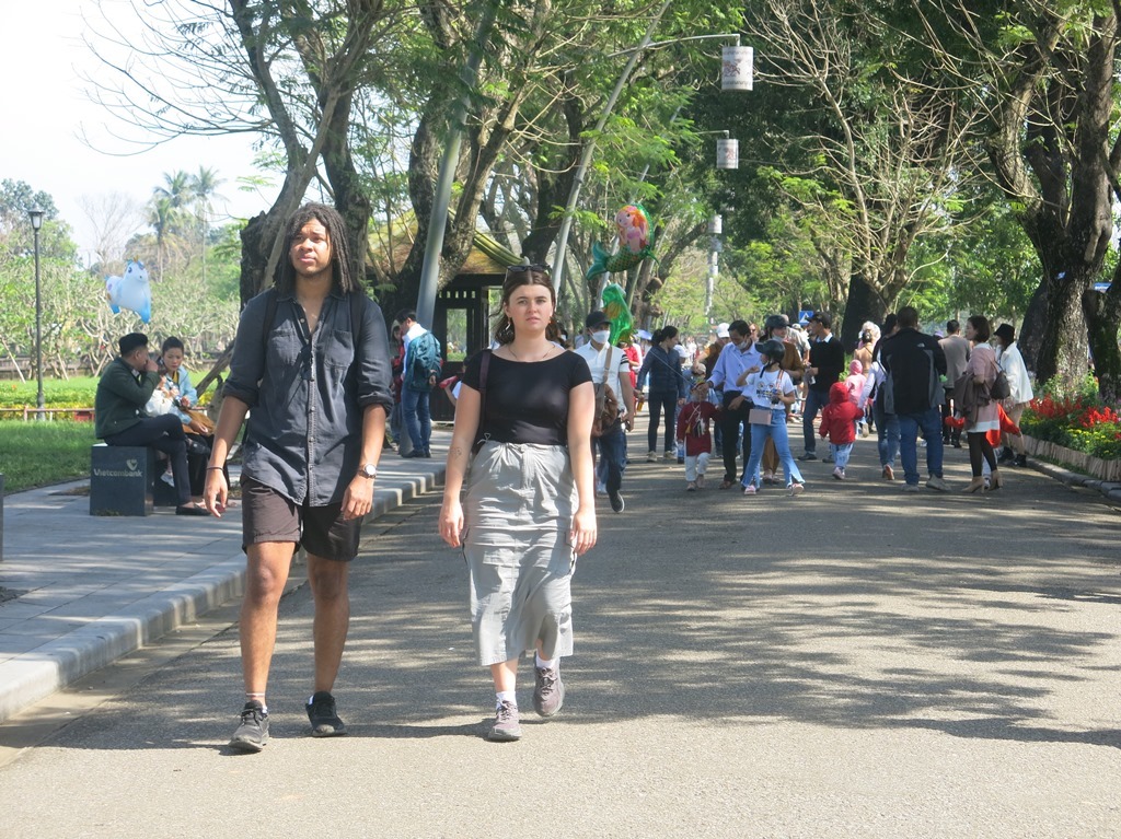 On the first day of Tet, thousands of locals and tourists visiting Hue Imperial Citadel