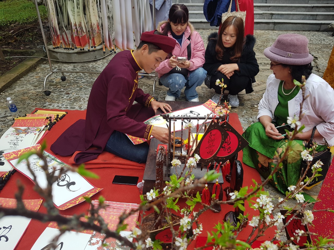 A space of calligraphy inside the area where Huyen Tran Temple Festival takes place