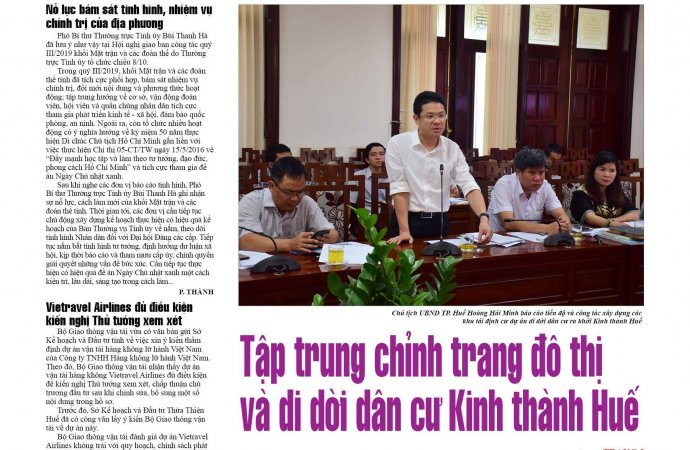 Báo Thừa Thiên Huế số 7720 có nhiều thông tin nổi bật