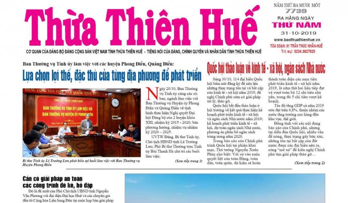 Nhiều thông tin mới trên Báo Thừa Thiên Huế số 7739