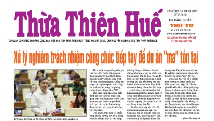 Báo Thừa thiên Huế số 7744 có nhiều tin bài đáng quan tâm