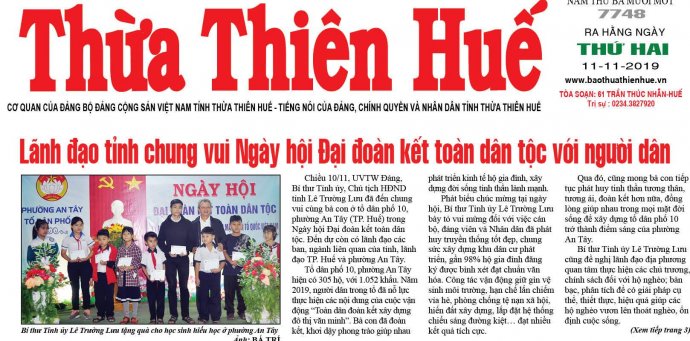 Nhiều thông tin đáng chú ý trên Báo Thừa Thiên Huế số 7748