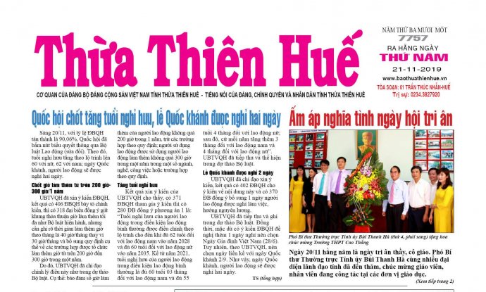 Nhiều thông tin mới trên Báo Thừa Thiên Huế số 7757