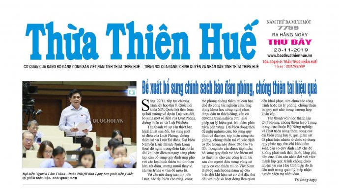 Báo Thừa Thiên Huế số 7759, phát hành ngày 23/11 có nhiều thông tin mới, đặc sắc