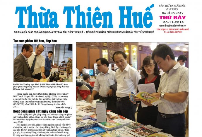 Thông tin nổi bật trên Báo Thừa Thiên Huế số 7765,  phát hành ngày 30/11