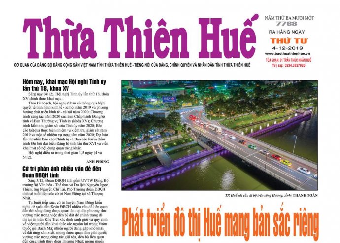Báo Thừa Thiên Huế số 7768 có nhiều thông tin hấp dẫn