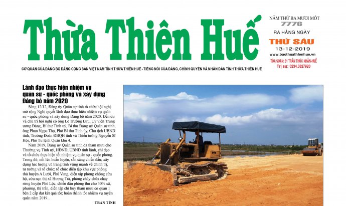 Thông tin thời sự mới nhất sẽ có trên Báo Thừa Thiên Huế số 7776