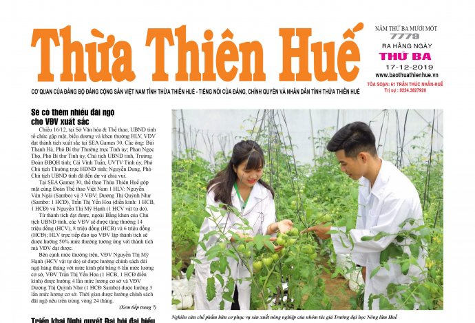 Báo Thừa Thiên Huế số 7779 có nhiều thông tin thời sự hấp dẫn