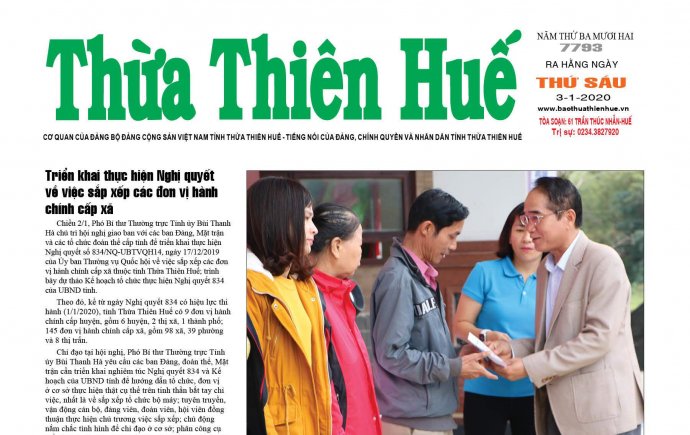 Báo Thừa Thiên Huế số 7793 có nhiều thông tin, đáng đọc
