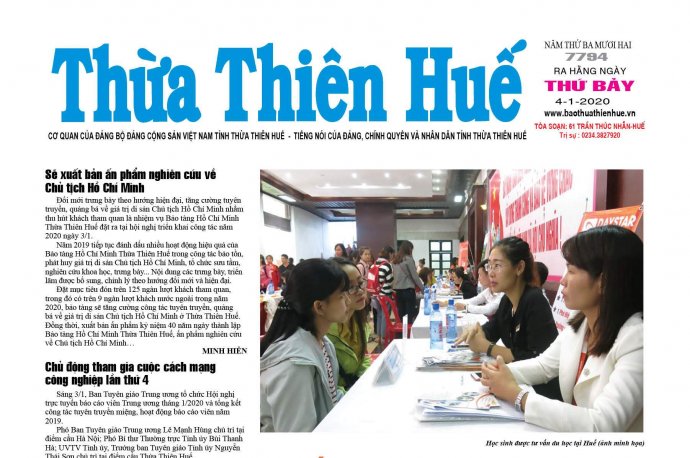 Thông tin nổi bật trên Báo Thừa Thiên Huế số 7794, phát hành ngày 4/1