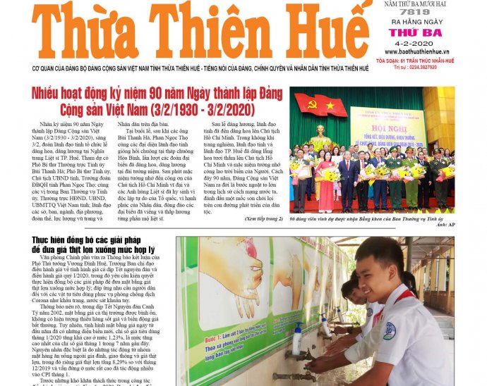 Báo Thừa Thiên Huế số 7819 với nhiều thông tin thời sự hấp dẫn