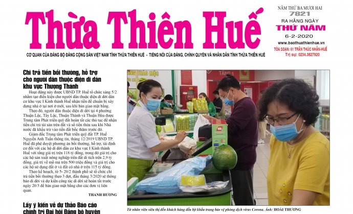 Đón đọc Báo Thừa Thiên Huế ngày 6/2