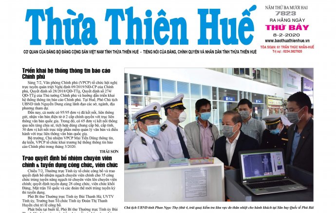 Thông tin mới nhất trên Báo Thừa Thiên Huế số 7823, phát hành ngày 8/2
