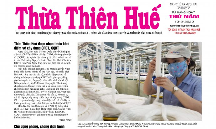 Đón đọc Báo Thừa Thiên Huế ngày 13/2