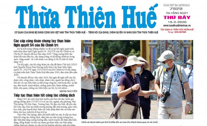 Nhiều thông tin nổi bật trên Báo Thừa Thiên Huế phát hành ngày 15/2