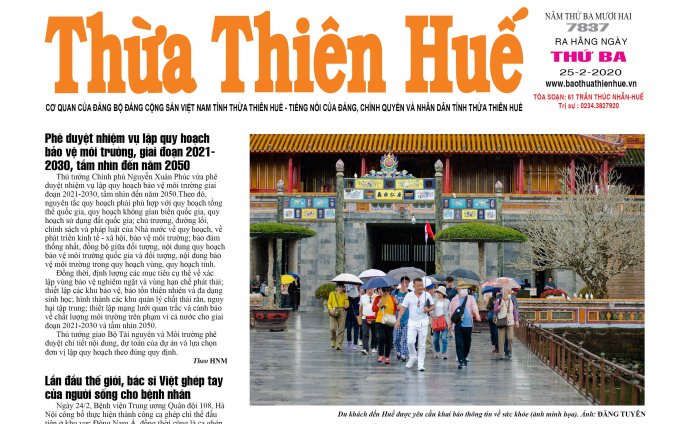 Thông tin thời sự mới nhất sẽ có trên Báo Thừa Thiên Huế số 7837