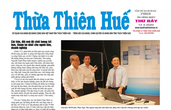Báo Thừa Thiên Huế phát hành ngày 14/3 có nhiều thông tin hấp dẫn