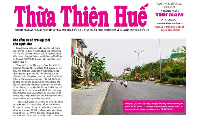 Đón đọc Báo Thừa Thiên Huế ngày 9/4