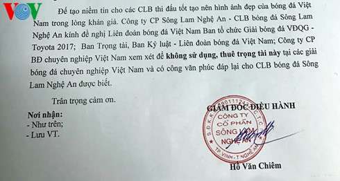 SLNA yêu cầu VPF “cấm cửa” trọng tài Nguyễn Trung Kiên