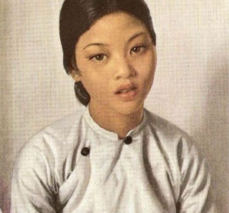 Painting of a Hue girl and artist Jean Despujols