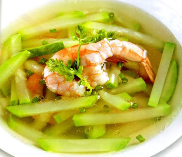 Bầu non - tôm bạc mát cả mùa hè