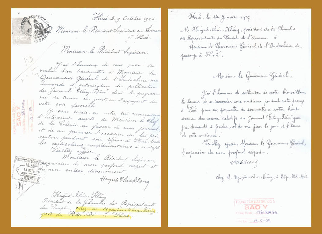 Thêm một số tư liệu quý về sự ra đời của báo “Tiếng Dân” tại Huế