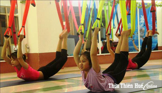 Attractive aerial yoga
