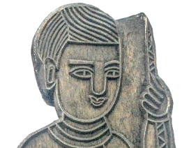 An ancient printing woodblock of worshipping painting in Sinh village