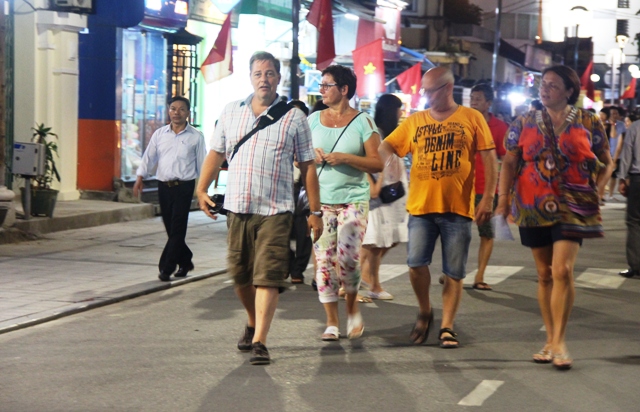 One more pedestrian quarter at night in Hue