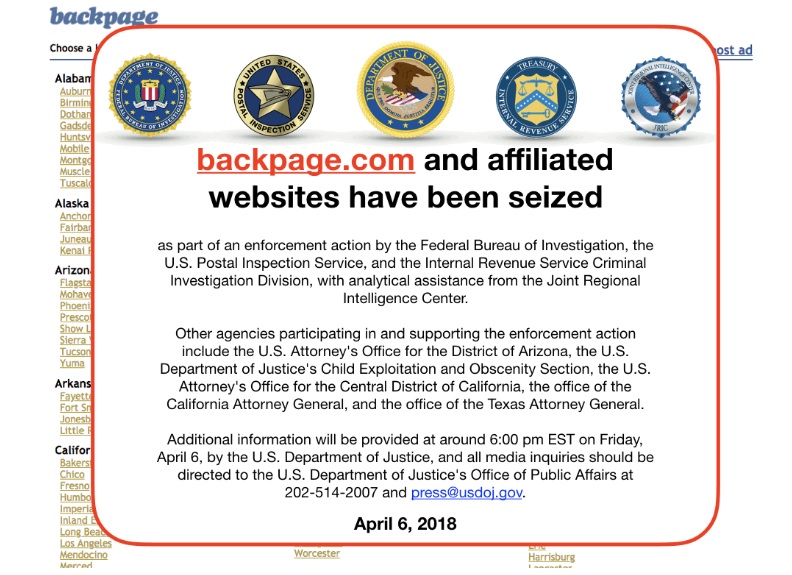 FBI đóng cửa trang quảng cáo tình dục Backpage