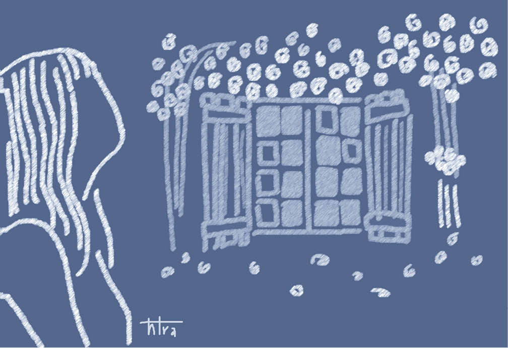 Đám hoa trong mưa